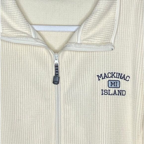 Spring Mountain MACKINAC ISLAND Sz XXL Cream Embroidered Full Zip Fleece Jacket - Picture 2 of 5
